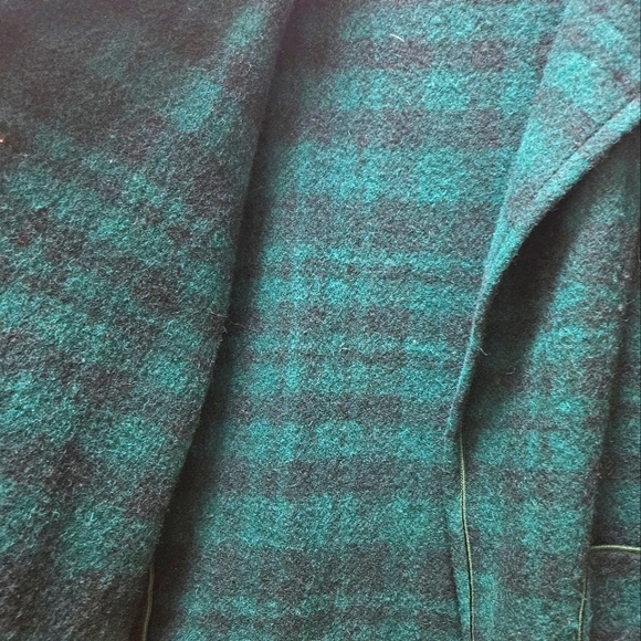 Vintage Mrs. H. Winter Yesterdays News Women's Green Plaid Wool Open Coat Jacket - Picture 4 of 5